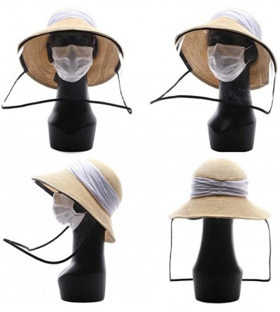 Fedoras Packable Womens Straw Cloche Derby Fedora Summer Wide Brim Sun Hat Floppy Beach 55-60cm - 69055beige - CT199GH3NI2 $1...