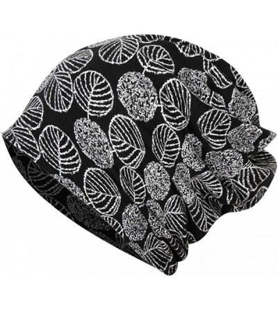 Skullies & Beanies Womens Slouchy Beanie Cotton Chemo Caps Cancer Headwear Hats Turban - 1 Pair-banana Leaf-black - CE18XCWY8...