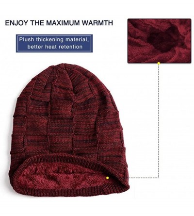 Skullies & Beanies Men Women Slouchy Thick Beanie Warm Knitted Hat Ladies Winter Loose Knit Ski Cap - Red - CG18KC9AO0T $10.87