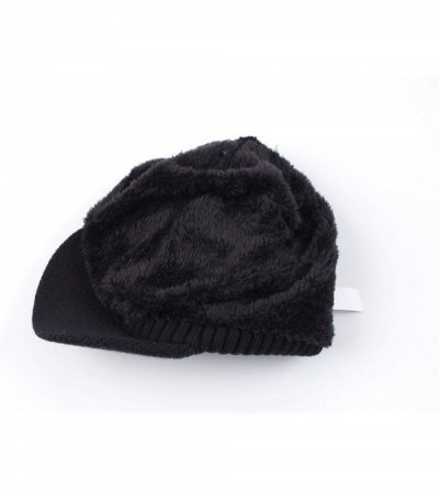 Skullies & Beanies Men's Winter Hat Outdoor Newsboy Hat Warm Thick Lambswool Knit Beanie Cap - Black1 - CE18A8KCTHI $11.79