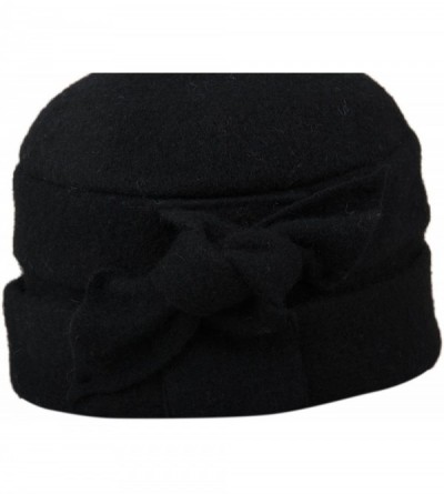 Bucket Hats Women's Wool Warm Bucket Hat Sleeve Head Cap Beanie Hat with Bow - Black - CK12M7DIWDL $15.27