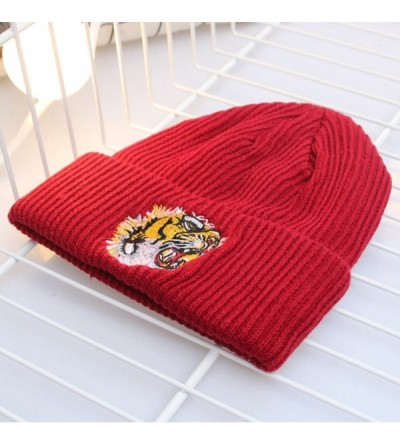 Skullies & Beanies Men's Winter ski Cap Knitting Skull hat - Tiger Red - CM187T7XUEM $10.34
