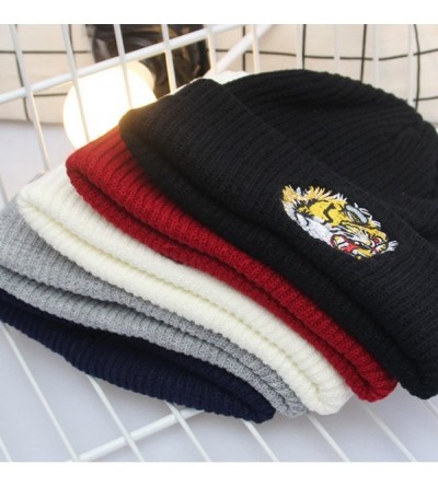Skullies & Beanies Men's Winter ski Cap Knitting Skull hat - Tiger Red - CM187T7XUEM $10.34