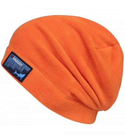 Skullies & Beanies Fleece Slouchy Beanie - Winter Beanie Hat for Men and Women - Soft Ski Skull Cap - Orange - CH18XOR6K2D $1...