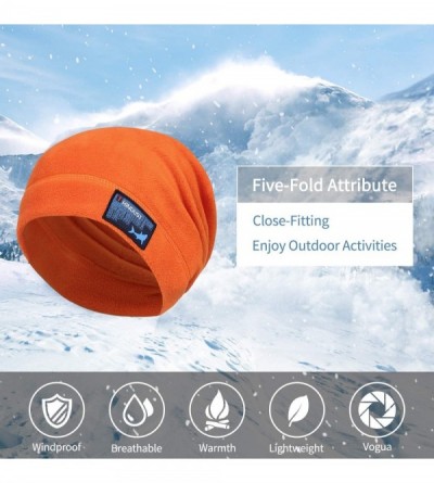 Skullies & Beanies Fleece Slouchy Beanie - Winter Beanie Hat for Men and Women - Soft Ski Skull Cap - Orange - CH18XOR6K2D $1...
