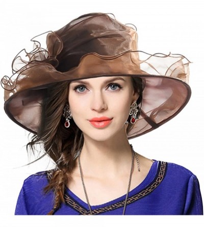 Sun Hats Women Floral Wedding Dress Tea Party Derby Racing Church Hat - S09-brown - CW17XE99H67 $22.22