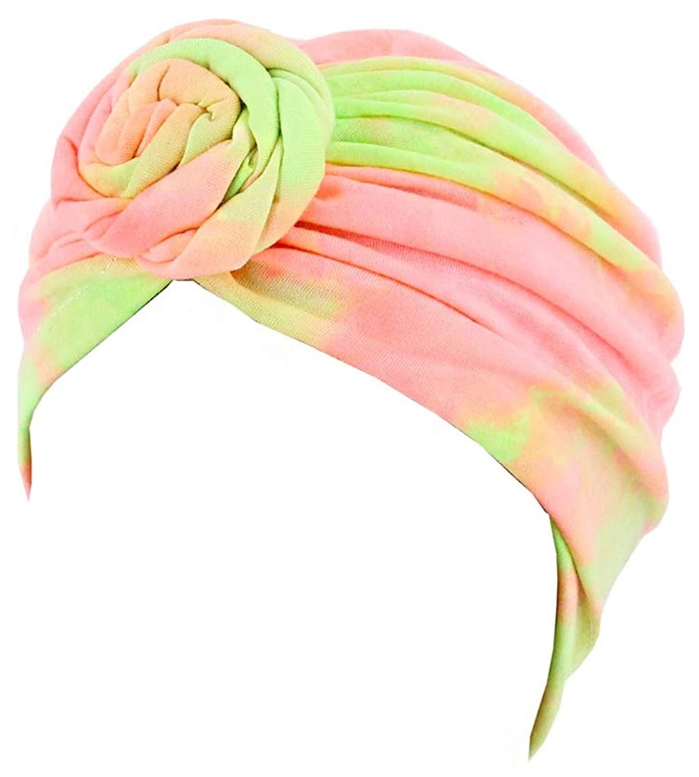Skullies & Beanies Women Tie-Dye Headband Hat Cotton Softening Chemotherapy Cap Sleeping Cap Hair Loss Headwrap - CX18X67N042...