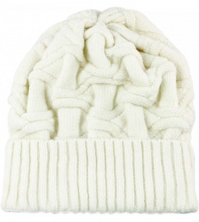 Skullies & Beanies Winter Warm Knitted Beanie Hats Slouchy Skull Cap Velvet Lined Touch Screen Gloves for Men Women - White -...