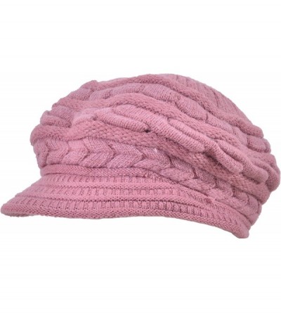 Bucket Hats Women's Wool Knit Winter Hat Warm Plush Lined Snow Ski Visor Caps - Style 2 Purple - CZ189L7SZWT $14.00