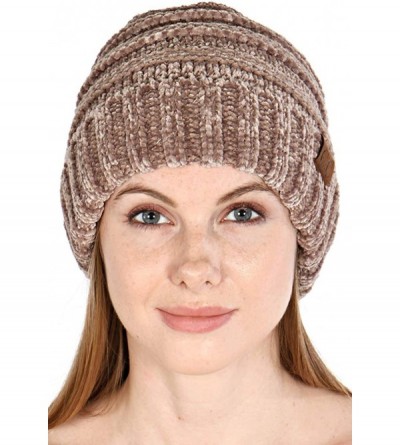 Skullies & Beanies Hand Knit Beanie Cap for Women- Soft Handmade Handknit Thick Cable Hat - Taupe 50 - CL18QQSQK4I $14.42