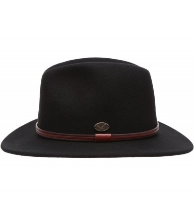 Fedoras Men's Premium Wool Outback Fedora with Faux Leather Band Hat with Socks. - He61-black - C312MA8K21A $37.64