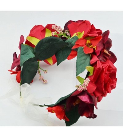 Headbands Boho Flower Crown Hair Wreath Floral Garland Headband Halo Headpiece with Ribbon Wedding Festival Party - 16 - CE12...