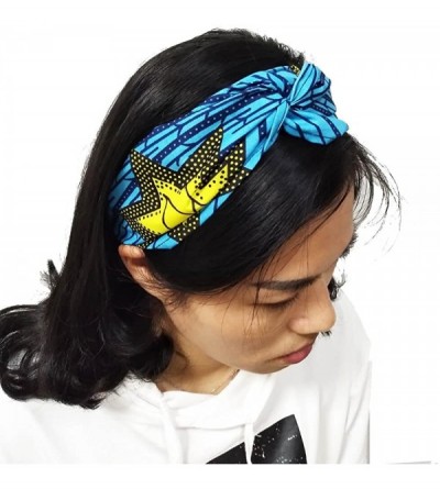 Headbands Elastic Africanprint Wax Turban Twist Headband Fashion Yoga Exercise - Blue Star - CO18C9G37Z2 $8.49