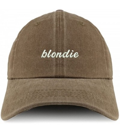 Baseball Caps Blondie Embroidered Pigment Dyed Unstructured Cap - Dark Beige - CR18D46025I $33.65