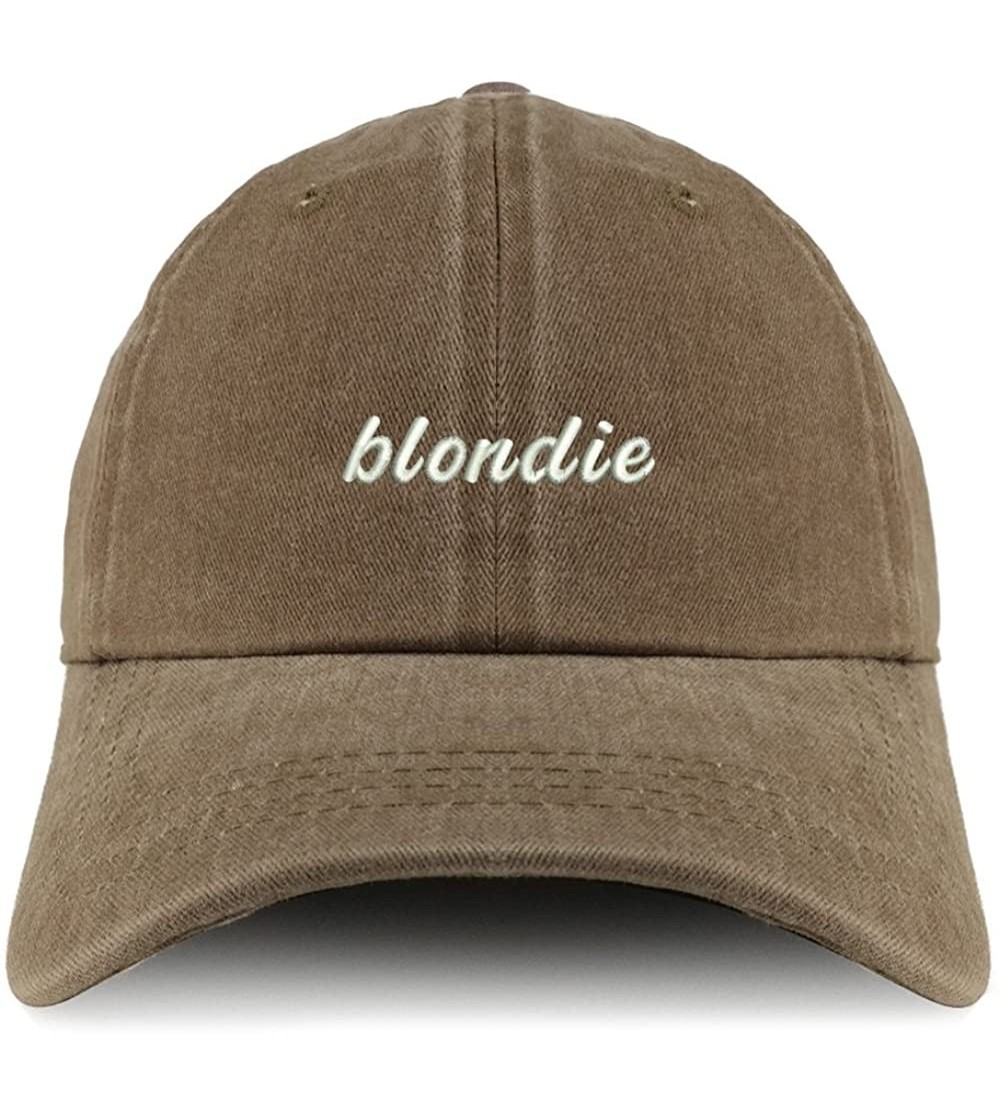 Baseball Caps Blondie Embroidered Pigment Dyed Unstructured Cap - Dark Beige - CR18D46025I $13.91