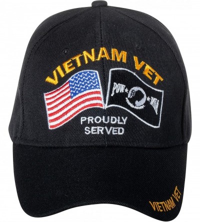 Baseball Caps Officially Licensed Vietnam Vet Proudly Served US Flag Embroidered Black Baseball Cap - CQ18S5QW2ML $14.34