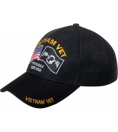 Baseball Caps Officially Licensed Vietnam Vet Proudly Served US Flag Embroidered Black Baseball Cap - CQ18S5QW2ML $14.34