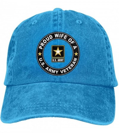 Baseball Caps U.S. Army Veteran Proud Wife Adjustable Baseball Caps Denim Hats Cowboy Sport Outdoor - Blue - C318QQ43UDR $8.60