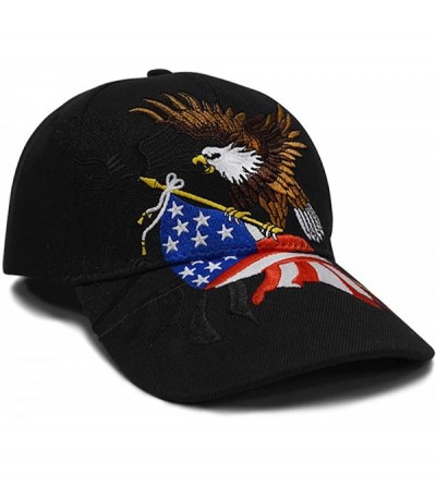 Baseball Caps America Flag Eagle Baseball Cap Hat Embroidery - Black - C018XEKYZAR $13.59
