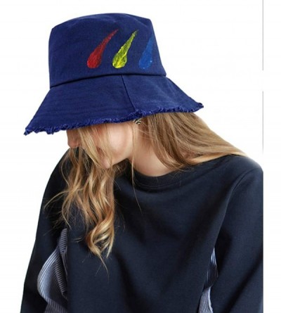 Sun Hats Fashion Fruit Bucket Hat for Women Trendy Strawberry Painted Foldable Summer Cotton Fisherman Sun Caps - Z-navy - CI...