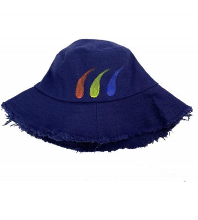 Sun Hats Fashion Fruit Bucket Hat for Women Trendy Strawberry Painted Foldable Summer Cotton Fisherman Sun Caps - Z-navy - CI...