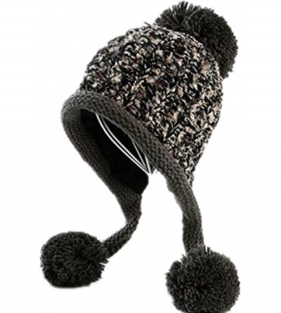 Skullies & Beanies Women Winter Soft Knitted Beanie Hat Ski Ear Flaps Caps for Girls Warm Hats - Black - CD189T42DN5 $21.93