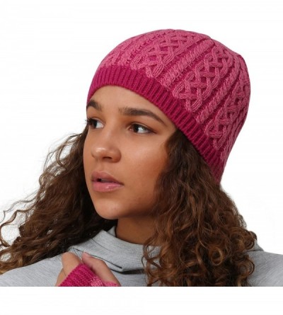 Skullies & Beanies Cable Knit Women's Winter Beanie - Light Rose / Raspberry - CG12MS3BYRV $23.95