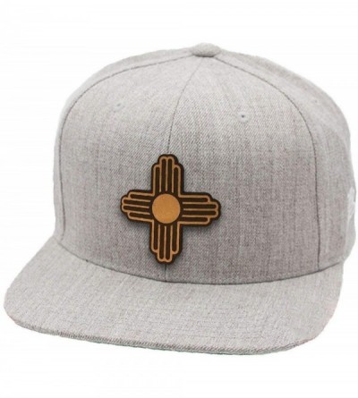 Baseball Caps NewMexico 'The Zia' Leather Patch Snapback Hat - Heather Grey - CX18IGR4EZ3 $30.36