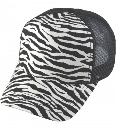 Baseball Caps Zebra Print Fashion Mesh Trucker Cap Black White - CN11V2QFIWX $12.85