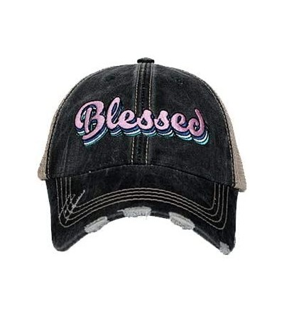 Baseball Caps Blessed Baseball Cap - Trucker Hat for Women - Stylish Cute Ball Cap - Black Layered - CZ1962T03TU $28.40