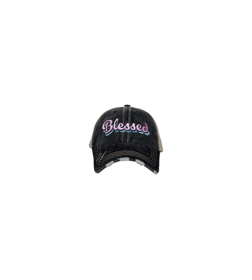 Baseball Caps Blessed Baseball Cap - Trucker Hat for Women - Stylish Cute Ball Cap - Black Layered - CZ1962T03TU $28.40