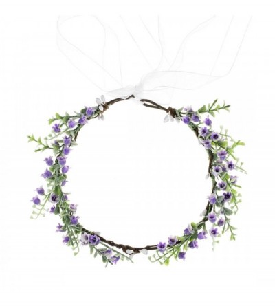 Headbands Bridal Green Leaf Crown Bohemian Headpiece Floral Headband Photo Prop (purple) - purple - CL18QWLDAK3 $10.97