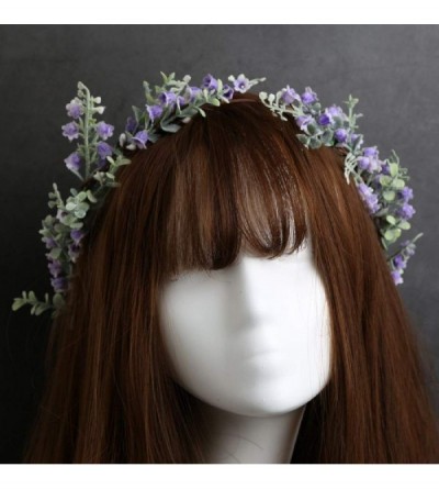 Headbands Bridal Green Leaf Crown Bohemian Headpiece Floral Headband Photo Prop (purple) - purple - CL18QWLDAK3 $10.97