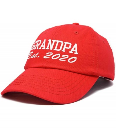 Baseball Caps New Grandpa Hat Est 2019 2020 Fun Gift Embroidered Dad Hat Cotton Cap - Red - CV18RY0N36M $16.03