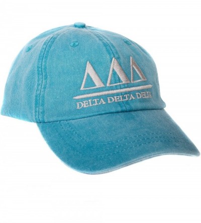 Skullies & Beanies Delta Delta Delta (B) Sorority Embroidered Baseball Hat Cap Cursive Name Font Tri Delta - Bright Blue - CM...