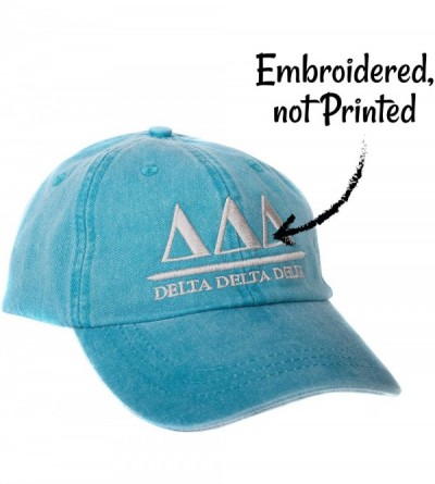 Skullies & Beanies Delta Delta Delta (B) Sorority Embroidered Baseball Hat Cap Cursive Name Font Tri Delta - Bright Blue - CM...