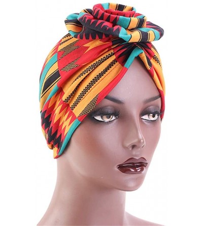 Skullies & Beanies Cotton Turbans for Women Flower Knot Headwrap Pre-Tied Bonnet Elastic Beanie Chemo caps for Hair Loss - Or...