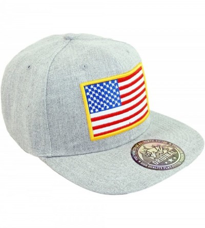 Baseball Caps USA Flag Patch Embroidery Snapback Hat America Flag Adjustable Baseball Cap - Light Gray - CF18DU8LK8C $13.05