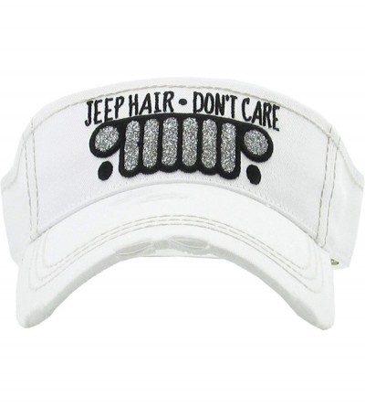 Visors Womens Baseball Cap High Ponytail Bun Half Visor Adjustable Athletic Hat - Jeep Hair Don't Care - White - CF18S03E9CI ...