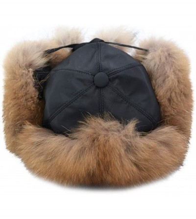 Bomber Hats Fox Fur Russian Trooper Style Hat Adult Winter Ushanka Snow Hat - Brown Fur & Black Exterior - CR18HZIWITG $36.20