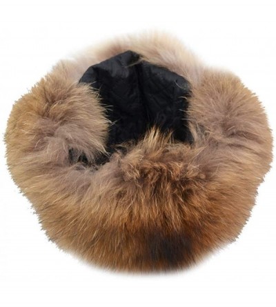 Bomber Hats Fox Fur Russian Trooper Style Hat Adult Winter Ushanka Snow Hat - Brown Fur & Black Exterior - CR18HZIWITG $36.20