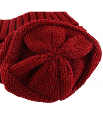Skullies & Beanies Trendy Winter Warm Hats Slouchy Beanie Baggy Beanie Knit Hats for Women - Wine - CZ187NWC8TE $9.50