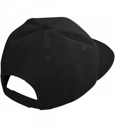 Baseball Caps Flat Billed Structured Baseball Cap Adjustable Polyester Hat Size M L XL - Black - CB11JK552I3 $9.65