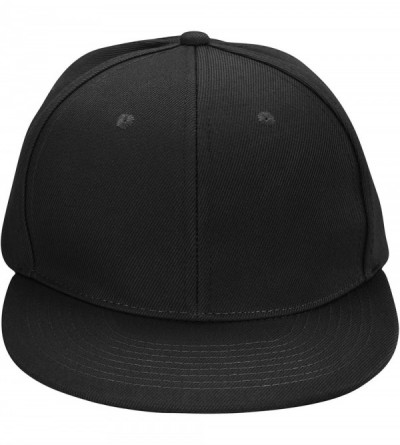 Baseball Caps Flat Billed Structured Baseball Cap Adjustable Polyester Hat Size M L XL - Black - CB11JK552I3 $9.65
