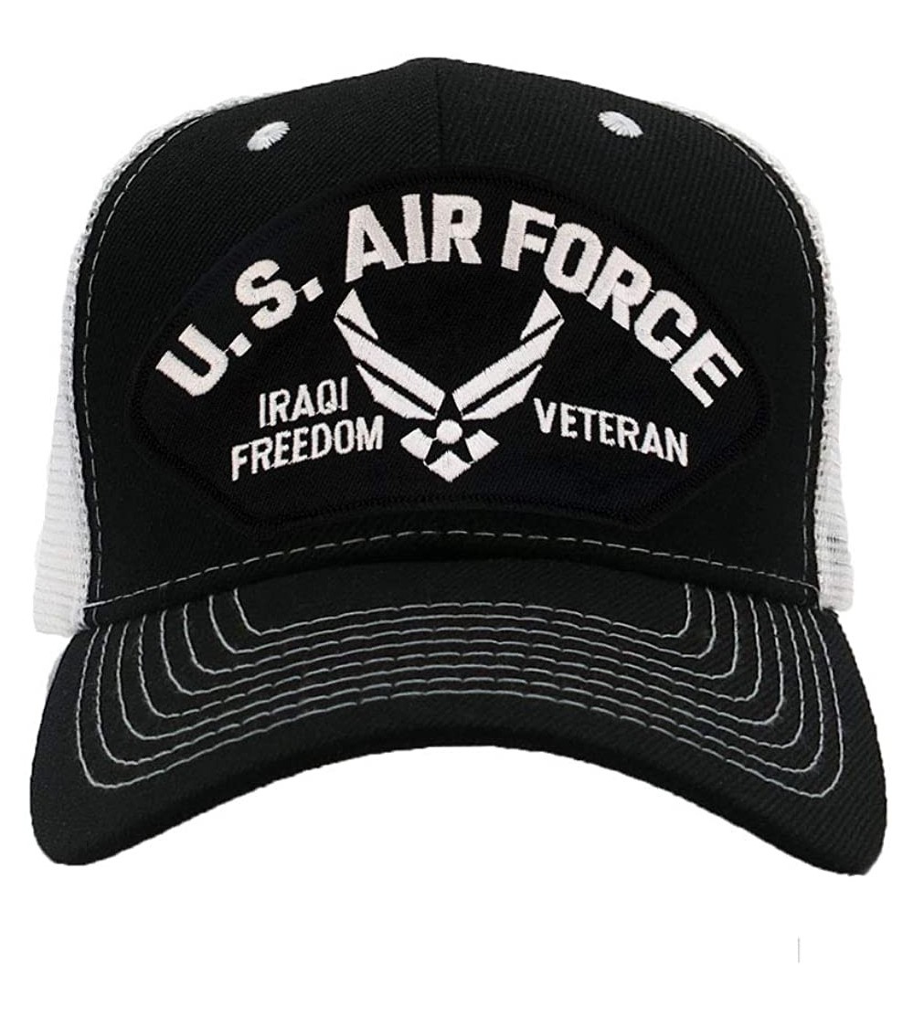 Baseball Caps US Air Force Iraqi Freedom Vereran Hat/Ballcap Adjustable One Size Fits Most - Mesh-back Black & White - CT18SW...