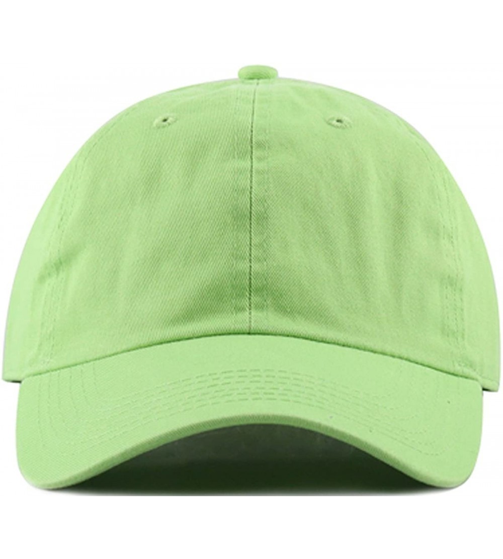 Baseball Caps Plain Stonewashed Cotton Adjustable Hat Low Profile Baseball Cap. - Lime Green - CE12OC10DA0 $12.58
