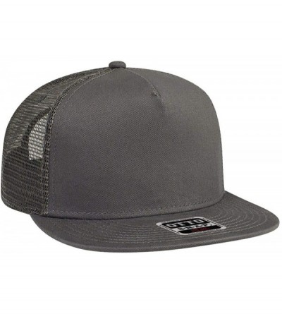 Baseball Caps Round Flat Visor SNAP 5 Panel Mesh Back Trucker Snapback Hat - Char. Gray - CC180D6HGZH $9.30