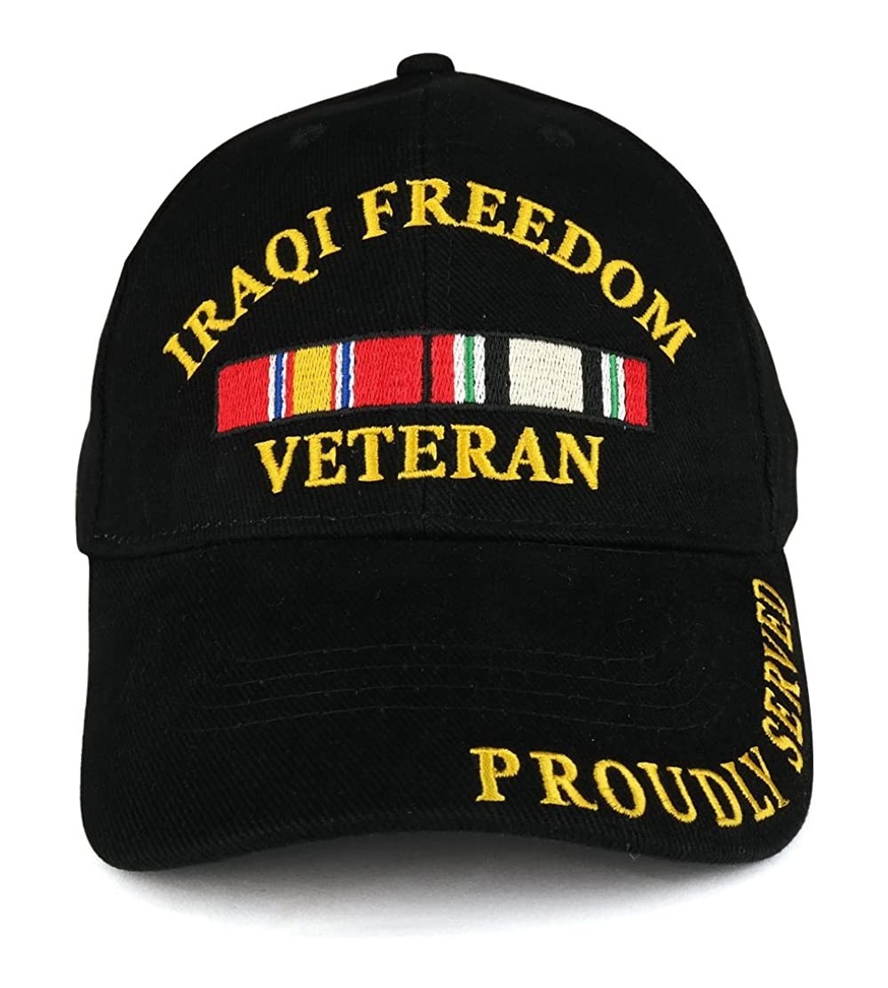 Baseball Caps Iraqi Freedom War Veteran Ribbon Embroidered Structured Baseball Cap - Black - C6185IG7II5 $22.01