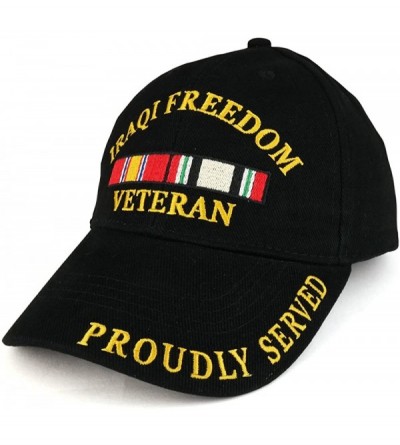 Baseball Caps Iraqi Freedom War Veteran Ribbon Embroidered Structured Baseball Cap - Black - C6185IG7II5 $22.01
