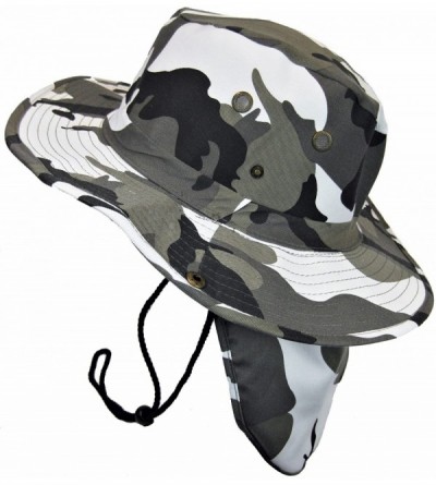 Sun Hats Boonie Bucket Hat Neck Flap Tactical Wide Brim Outdoor Military - City Camo - CE18CODG6TZ $12.66